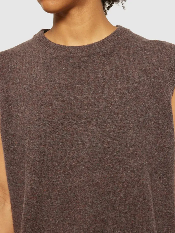 KnowledgeCotton Apparel Knits Lambswool Vest Demitasse brown 8211 Women
