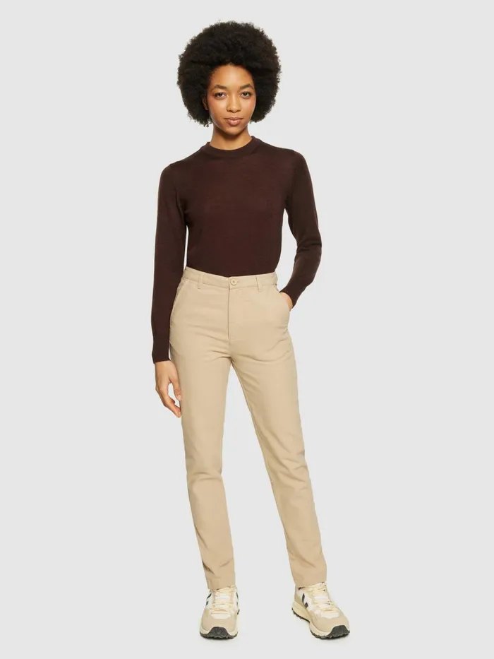 KnowledgeCotton Apparel Knits Merino Wool Crew Neck RWS Demitasse brown 8211 Women