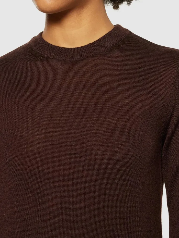 KnowledgeCotton Apparel Knits Merino Wool Crew Neck RWS Demitasse brown 8211 Women