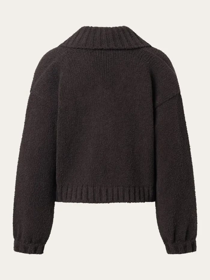 KnowledgeCotton Apparel Knits Mouline Big Collar Cardigan Chocolate Plum 8211 Women KnowledgeCotton Apparel Knits Mouline Big Collar Cardigan Chocolate Plum 8211 Women
