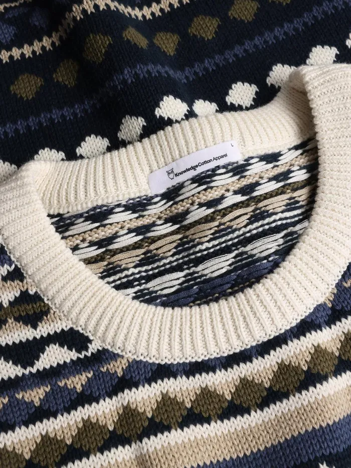 KnowledgeCotton Apparel Knits Regular Jaquard Crew Neck Knit Regenerative Organic Certified 8211 Men KnowledgeCotton Apparel Knits Regular Jaquard Crew Neck Knit Regenerative Organic Certified 8211 Men
