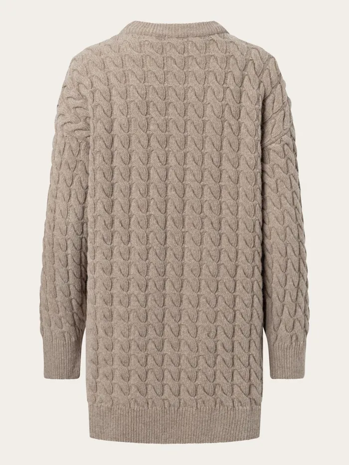 KnowledgeCotton Apparel Knits Wool Cable Knit 2tone Kelp Melange 8211 Women