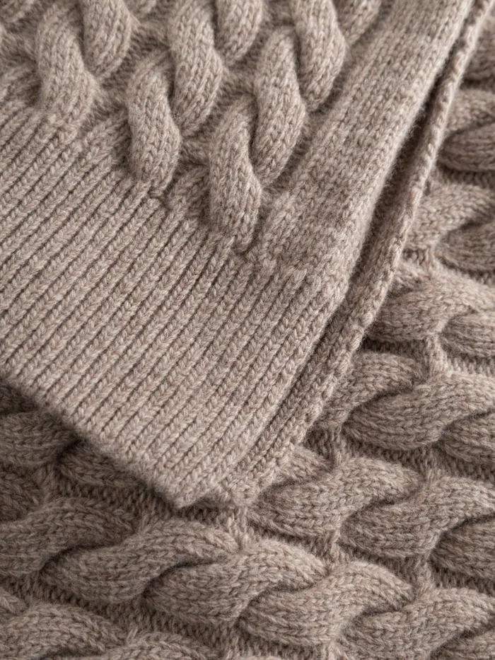 KnowledgeCotton Apparel Knits Wool Cable Knit 2tone Kelp Melange 8211 Women
