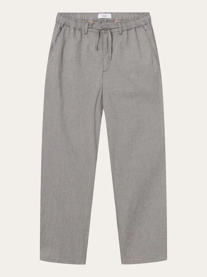 KnowledgeCotton Apparel Pants Loose Fit Pepita Checked Pant Safari 8211 Men
