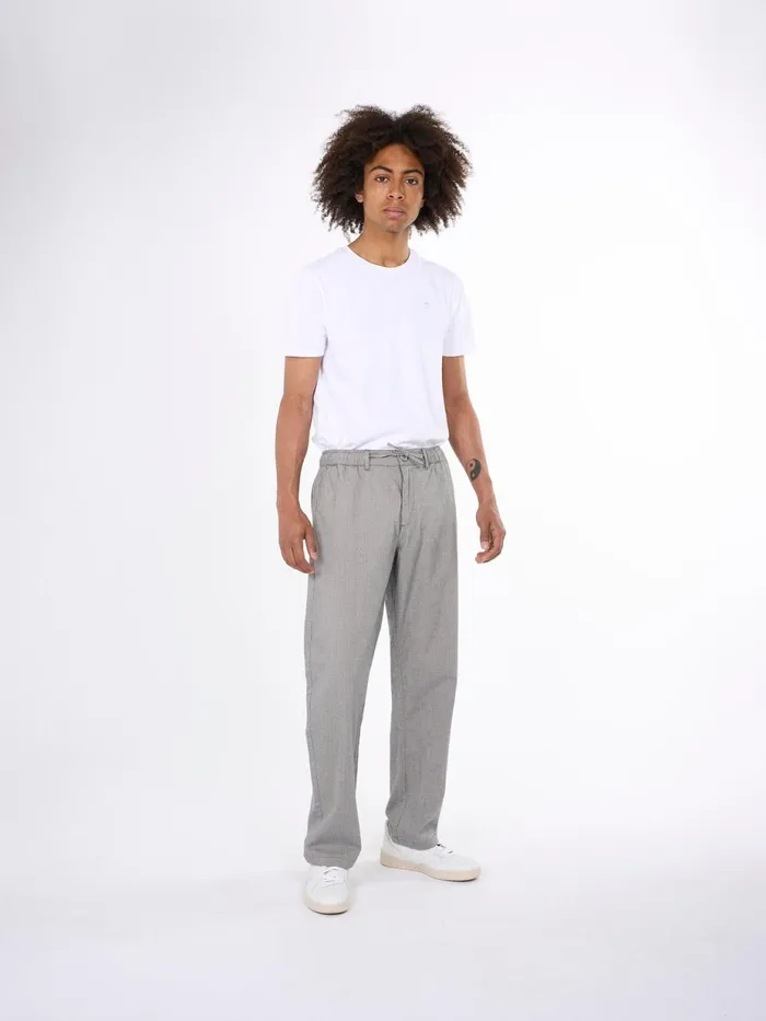 KnowledgeCotton Apparel Pants Loose Fit Pepita Checked Pant Safari 8211 Men