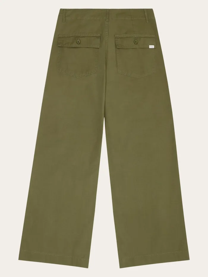 KnowledgeCotton Apparel Pants POSEY Midrise Wide Slub Yarn Cropped Pants GOTSVegan Burned Olive 8211 Women KnowledgeCotton Apparel Pants POSEY Midrise Wide Slub Yarn Cropped Pants GOTSVegan Burned Olive 8211 Women