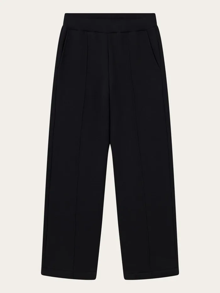 KnowledgeCotton Apparel Pants POSEY Wide Highrise Sweat Elastic Waistband Pants Black Jet 8211 Women