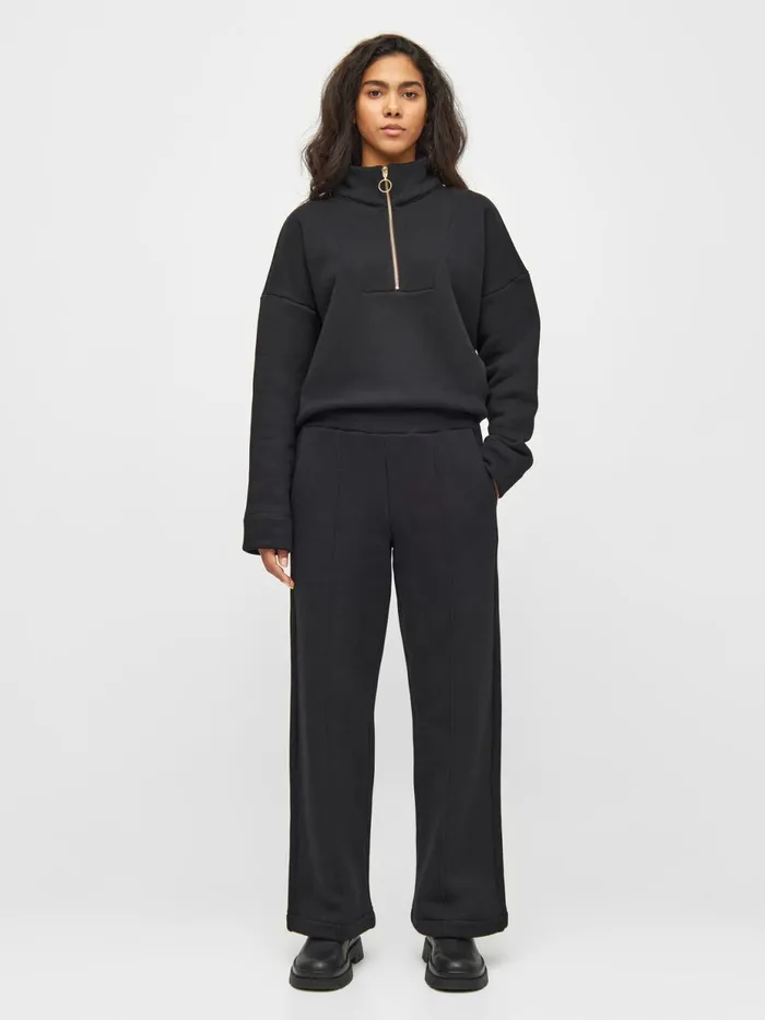 KnowledgeCotton Apparel Pants POSEY Wide Highrise Sweat Elastic Waistband Pants Black Jet 8211 Women KnowledgeCotton Apparel Pants POSEY Wide Highrise Sweat Elastic Waistband Pants Black Jet 8211 Women