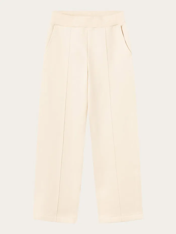 KnowledgeCotton Apparel Pants POSEY Wide Highrise Sweat Elastic Waistband Pants Buttercream 8211 Women