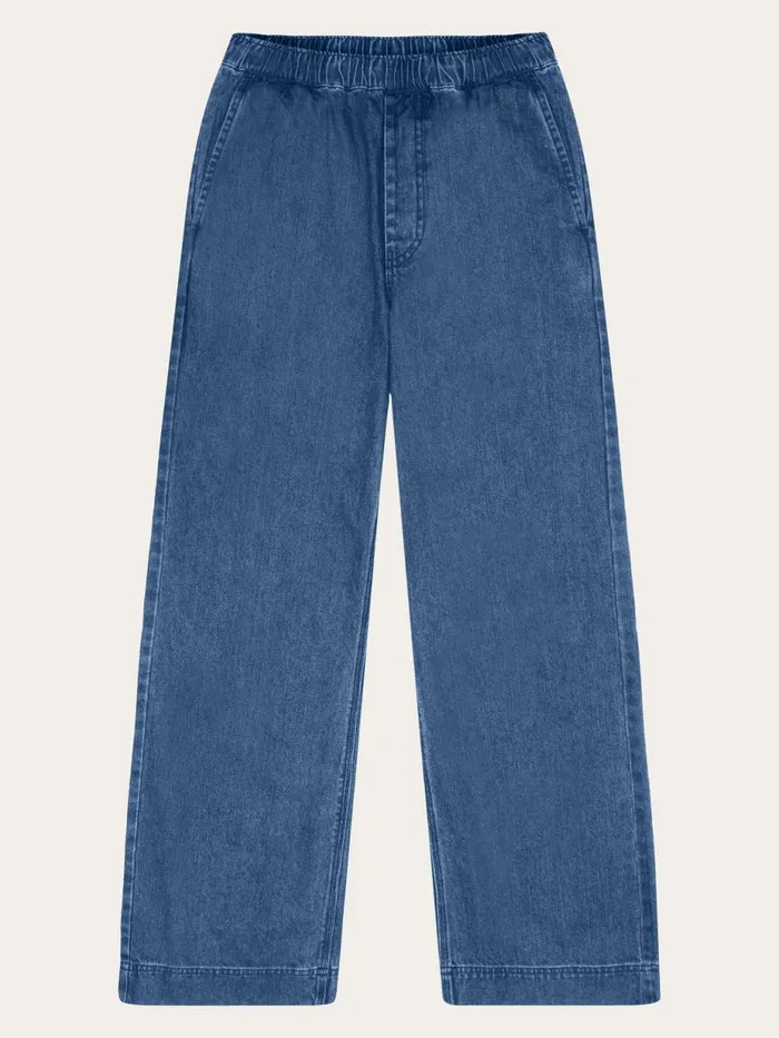 KnowledgeCotton Apparel Pants POSEY Wide Midrise Elastic Waistband Denim Pant Gotsvegan 8211 Women