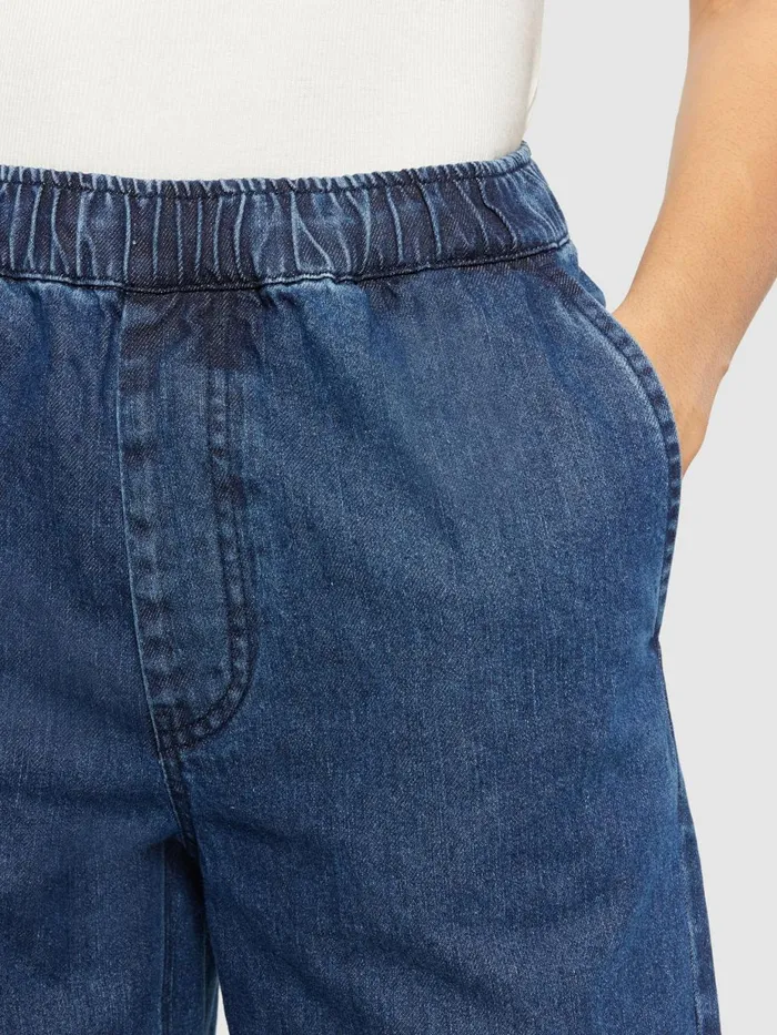 KnowledgeCotton Apparel Pants POSEY Wide Midrise Elastic Waistband Denim Pant Gotsvegan 8211 Women KnowledgeCotton Apparel Pants POSEY Wide Midrise Elastic Waistband Denim Pant Gotsvegan 8211 Women