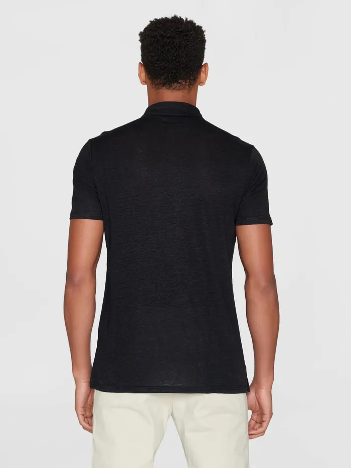 KnowledgeCotton Apparel Polo Shirts Linen Polo Black Jet 8211 Men KnowledgeCotton Apparel Polo Shirts Linen Polo Black Jet 8211 Men