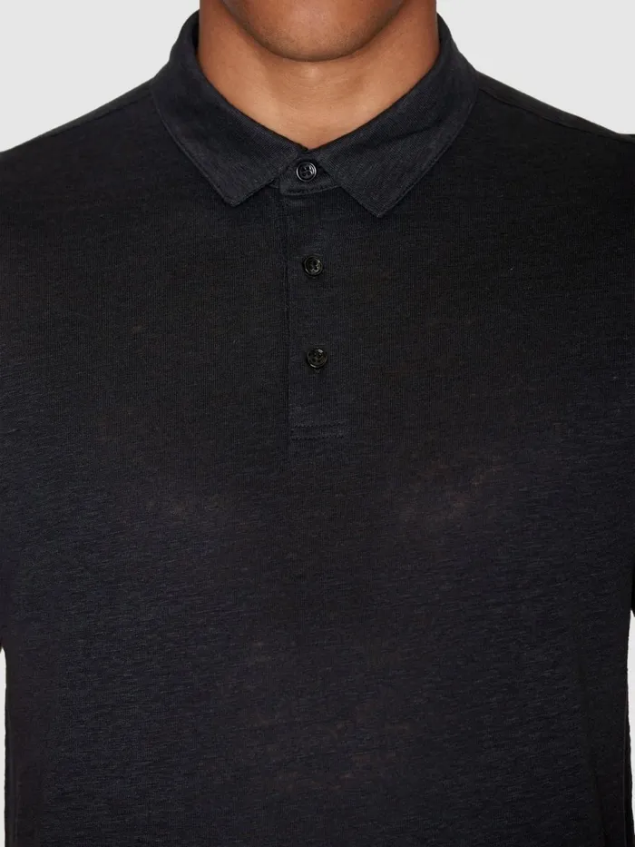 KnowledgeCotton Apparel Polo Shirts Linen Polo Black Jet 8211 Men KnowledgeCotton Apparel Polo Shirts Linen Polo Black Jet 8211 Men