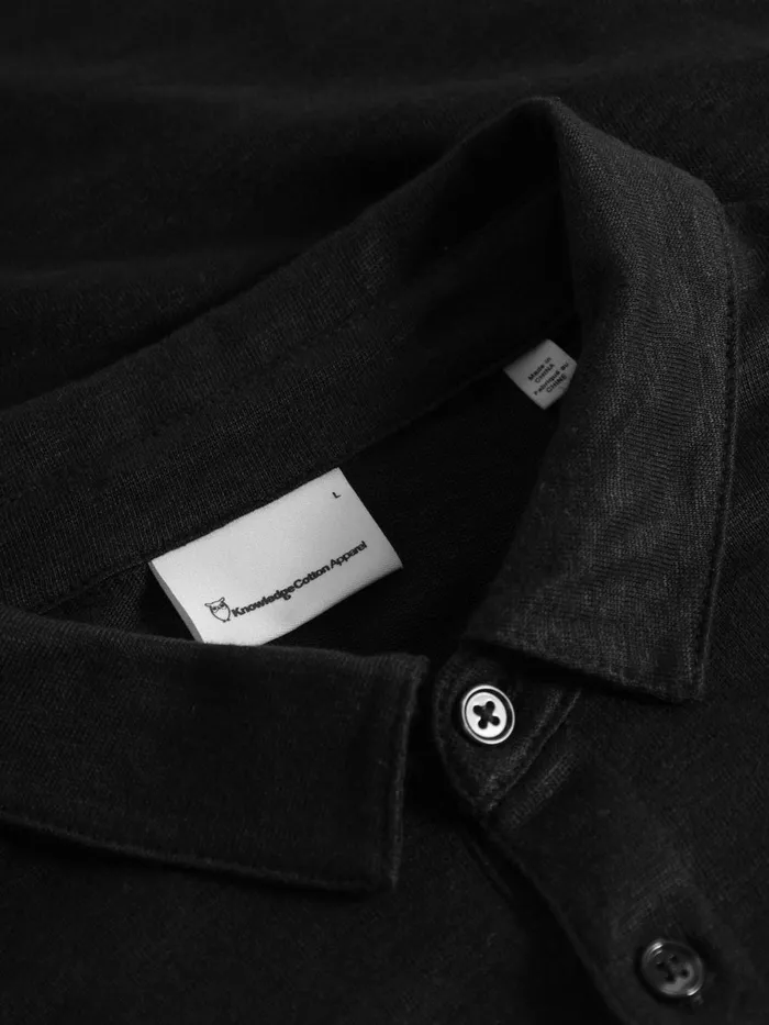 KnowledgeCotton Apparel Polo Shirts Linen Polo Black Jet 8211 Men KnowledgeCotton Apparel Polo Shirts Linen Polo Black Jet 8211 Men