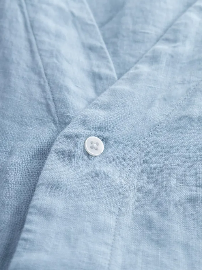 KnowledgeCotton Apparel Shirts Baseball Linen Short Sleeved Shirt Asley Blue 8211 Women
