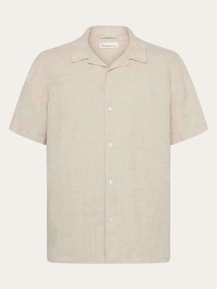 KnowledgeCotton Apparel Shirts Box Fit Short Sleeved Linen Shirt Light Feather Gray 8211 Men KnowledgeCotton Apparel Shirts Box Fit Short Sleeved Linen Shirt Light Feather Gray 8211 Men
