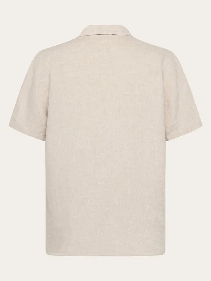 KnowledgeCotton Apparel Shirts Box Fit Short Sleeved Linen Shirt Light Feather Gray 8211 Men KnowledgeCotton Apparel Shirts Box Fit Short Sleeved Linen Shirt Light Feather Gray 8211 Men