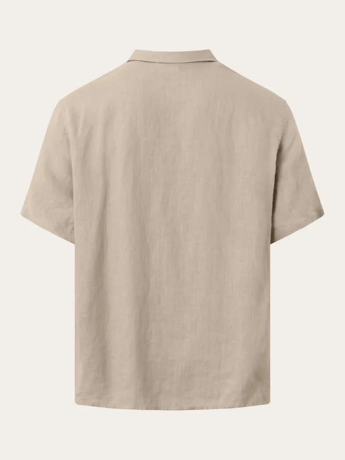 KnowledgeCotton Apparel Shirts Box Fit Short Sleeved Linen Shirt Light Feather Gray 8211 Men KnowledgeCotton Apparel Shirts Box Fit Short Sleeved Linen Shirt Light Feather Gray 8211 Men