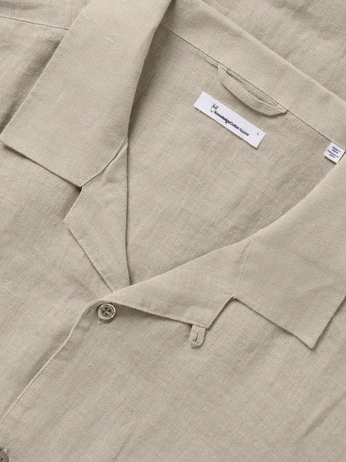 KnowledgeCotton Apparel Shirts Box Fit Short Sleeved Linen Shirt Light Feather Gray 8211 Men KnowledgeCotton Apparel Shirts Box Fit Short Sleeved Linen Shirt Light Feather Gray 8211 Men