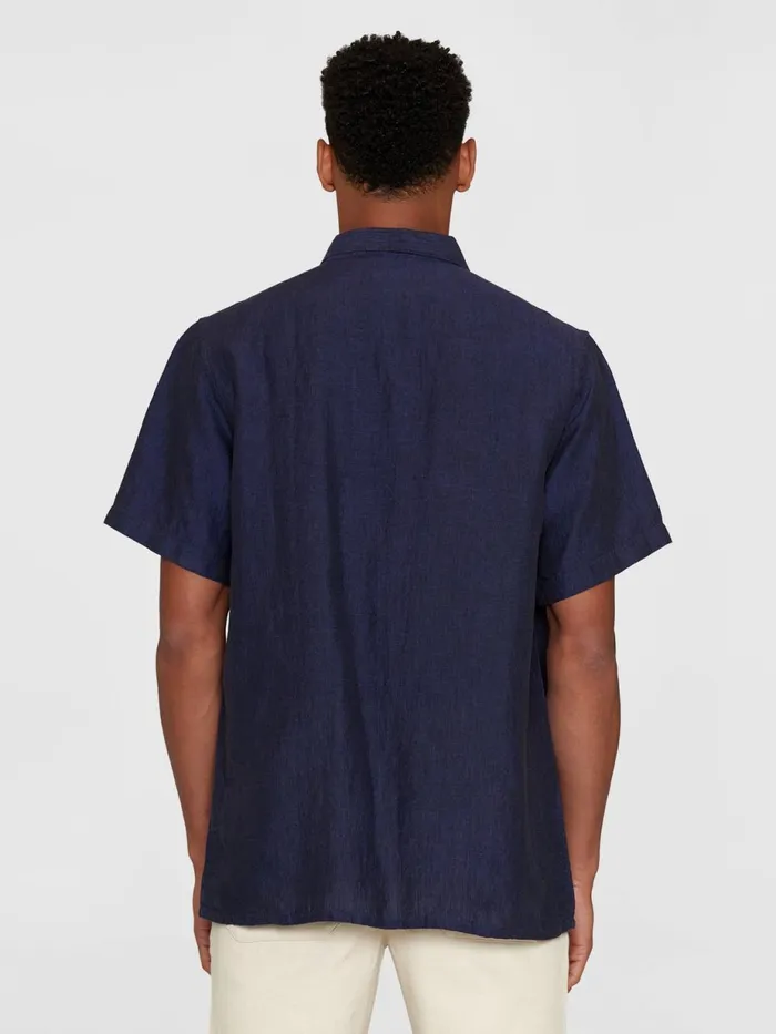 KnowledgeCotton Apparel Shirts Box Fit Short Sleeved Linen Shirt Yarndyed 8211 Men KnowledgeCotton Apparel Shirts Box Fit Short Sleeved Linen Shirt Yarndyed 8211 Men