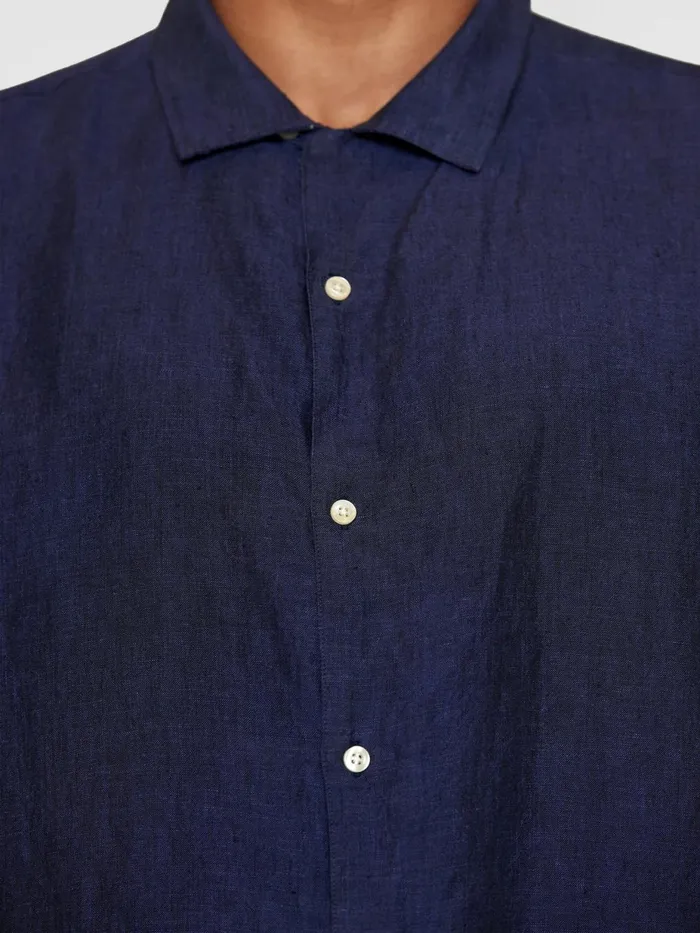 KnowledgeCotton Apparel Shirts Box Fit Short Sleeved Linen Shirt Yarndyed 8211 Men KnowledgeCotton Apparel Shirts Box Fit Short Sleeved Linen Shirt Yarndyed 8211 Men
