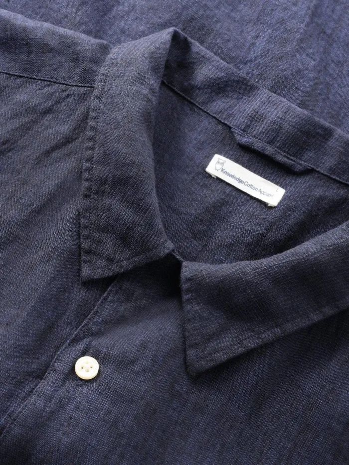 KnowledgeCotton Apparel Shirts Box Fit Short Sleeved Linen Shirt Yarndyed 8211 Men KnowledgeCotton Apparel Shirts Box Fit Short Sleeved Linen Shirt Yarndyed 8211 Men
