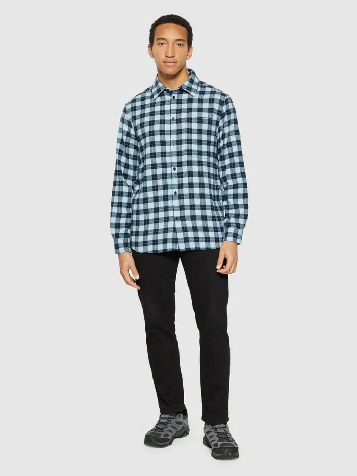 KnowledgeCotton Apparel Shirts Loose Fit Checkered Shirt Blue Check 8211 Men
