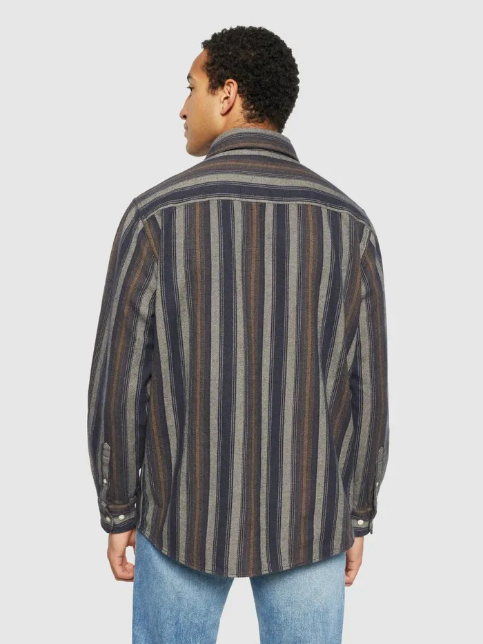 KnowledgeCotton Apparel Shirts Loose Fit Striped Flannel Shirt Gotsvegan 8211 Men
