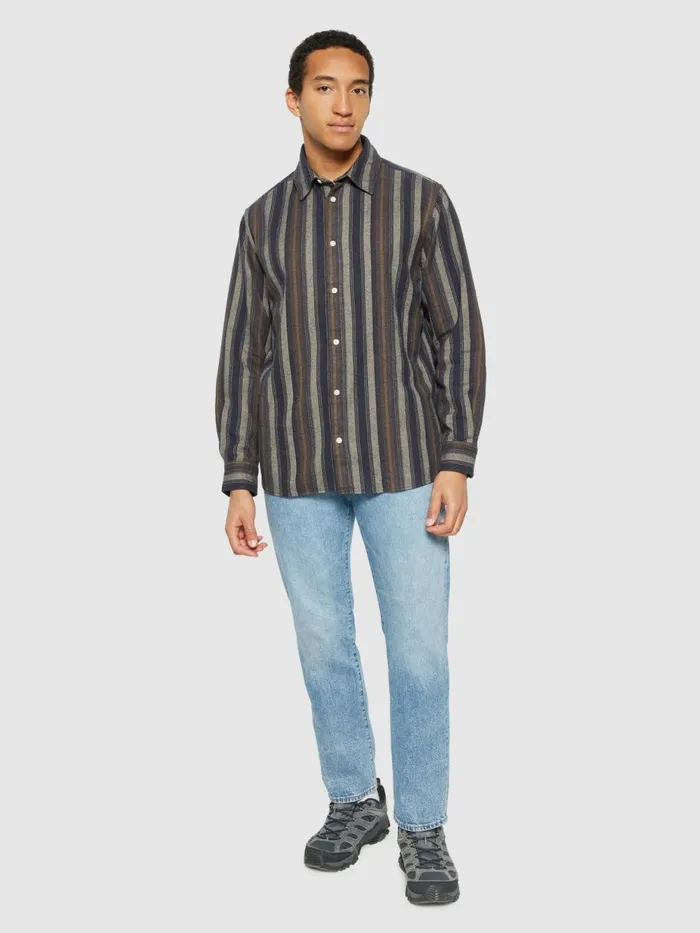 KnowledgeCotton Apparel Shirts Loose Fit Striped Flannel Shirt Gotsvegan 8211 Men