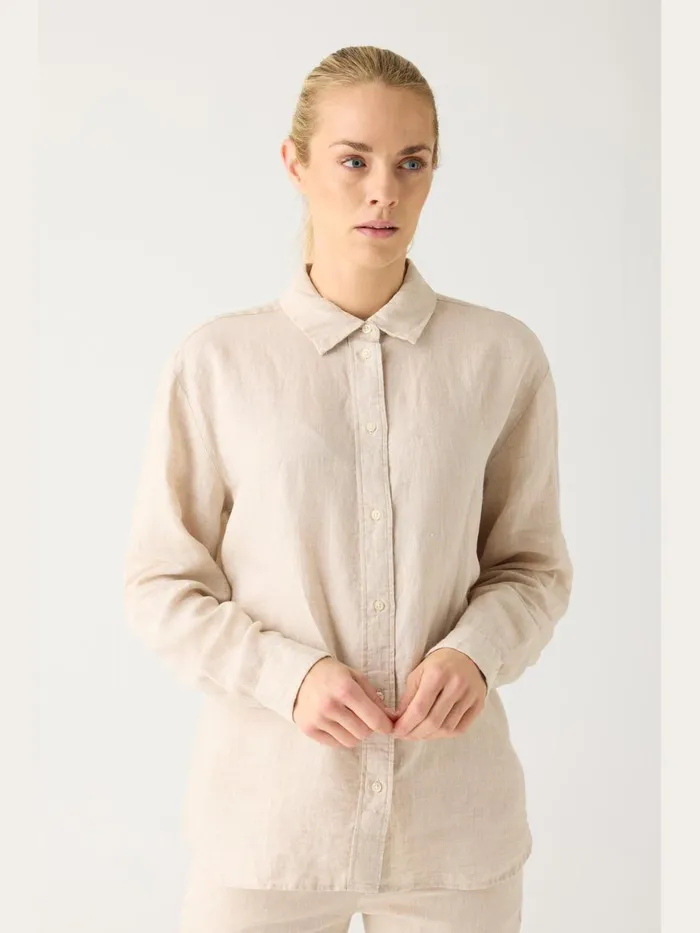 KnowledgeCotton Apparel Shirts Loose Linen Long Sleeved Shirt Gotsvegan 8211 Women KnowledgeCotton Apparel Shirts Loose Linen Long Sleeved Shirt Gotsvegan 8211 Women