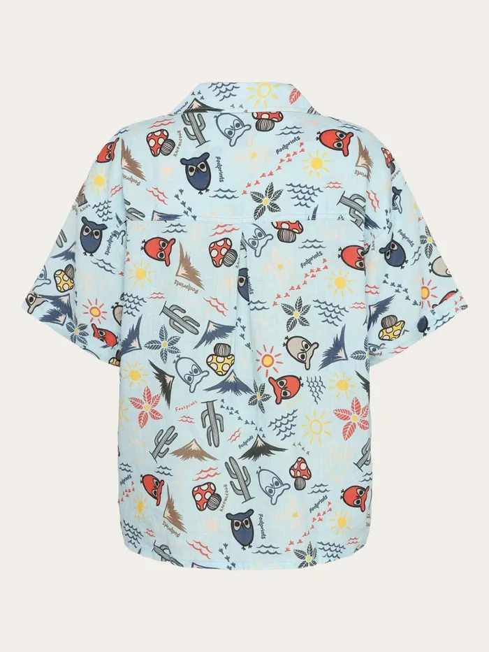 KnowledgeCotton Apparel Shirts Owl Cactus AOP Short Sleeved Shirt Gotsvegam 8211 Women