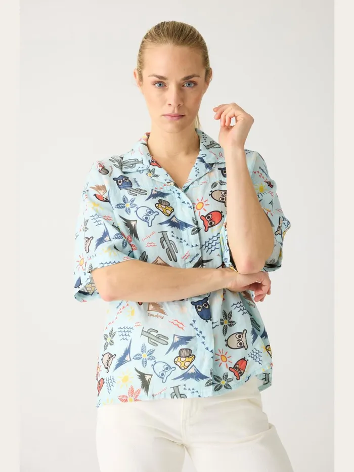 KnowledgeCotton Apparel Shirts Owl Cactus AOP Short Sleeved Shirt Gotsvegam 8211 Women