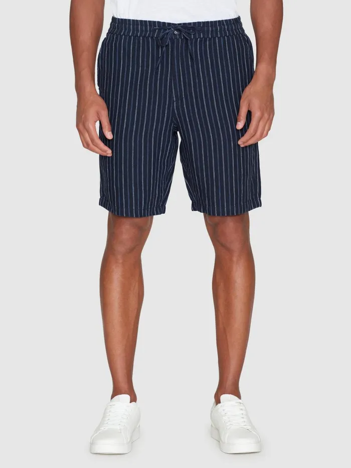 KnowledgeCotton Apparel Shorts Loose Striped Shorts Blue Stripe 8211 Men