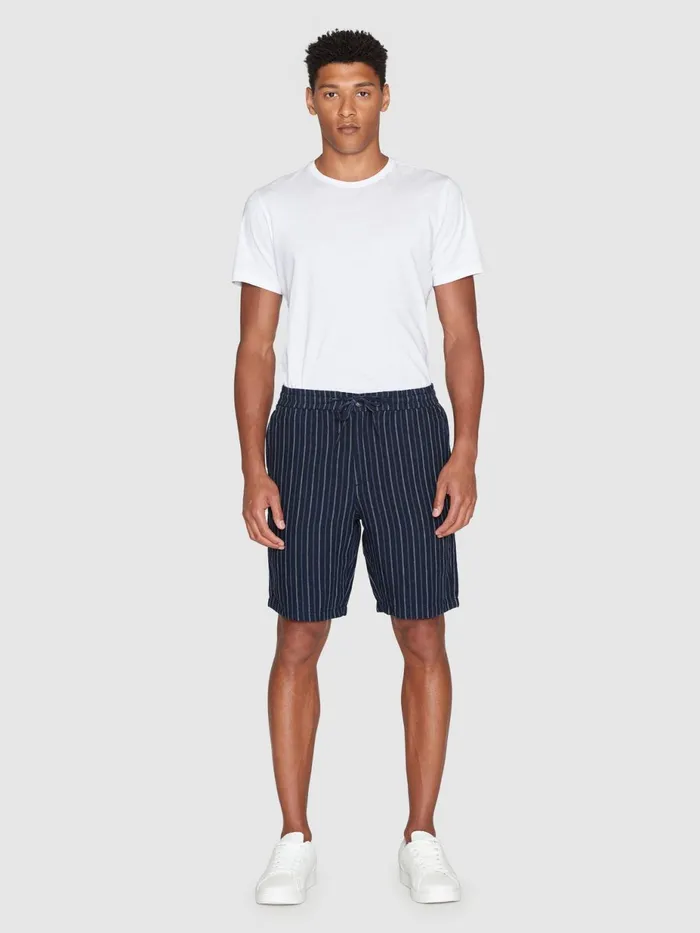 KnowledgeCotton Apparel Shorts Loose Striped Shorts Blue Stripe 8211 Men