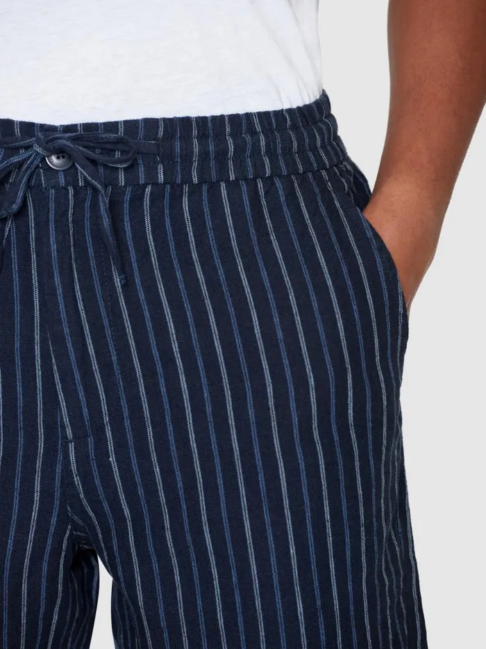 KnowledgeCotton Apparel Shorts Loose Striped Shorts Blue Stripe 8211 Men