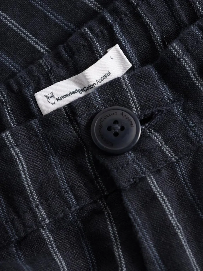 KnowledgeCotton Apparel Shorts Loose Striped Shorts Blue Stripe 8211 Men