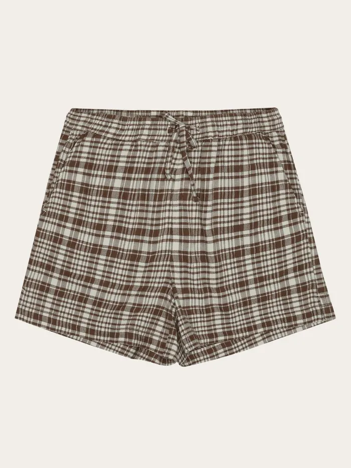 KnowledgeCotton Apparel Shorts POSEY Wide Midrise Check Seersucker Shorts Gotsvegan 8211 Women
