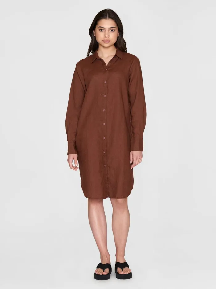 KnowledgeCotton Apparel Skirts And Dresses Classic Linen Dress Tiramisu 8211 Women