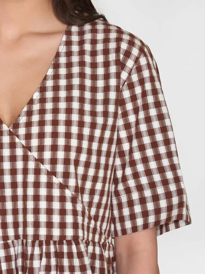 KnowledgeCotton Apparel Skirts And Dresses Cross Over Ashape Seersucker Checkered Dress Gotsvegan 8211 Women KnowledgeCotton Apparel Skirts And Dresses Cross Over Ashape Seersucker Checkered Dress Gotsvegan 8211 Women