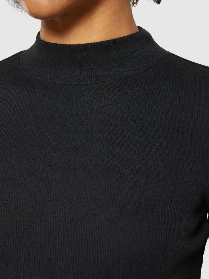 KnowledgeCotton Apparel TShirts And Tops Rib High Neck LS Black Jet 8211 Women KnowledgeCotton Apparel TShirts And Tops Rib High Neck LS Black Jet 8211 Women