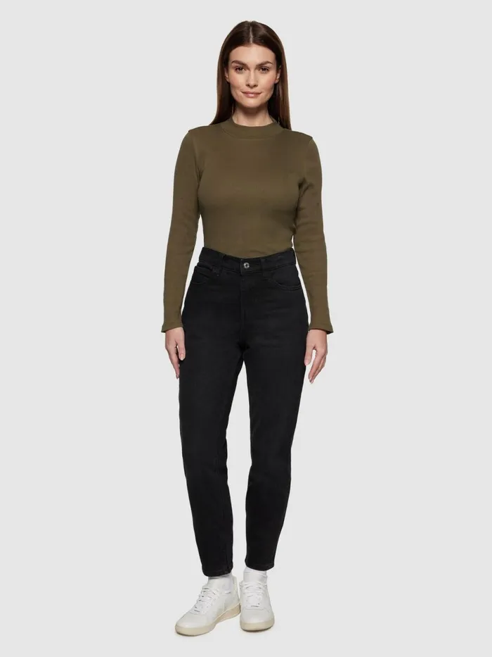 KnowledgeCotton Apparel TShirts And Tops Rib High Neck LS Dark Olive 8211 Women KnowledgeCotton Apparel TShirts And Tops Rib High Neck LS Dark Olive 8211 Women