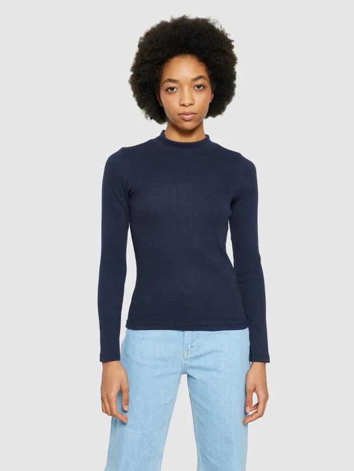KnowledgeCotton Apparel TShirts And Tops Rib High Neck LS Night Sky 8211 Women KnowledgeCotton Apparel TShirts And Tops Rib High Neck LS Night Sky 8211 Women