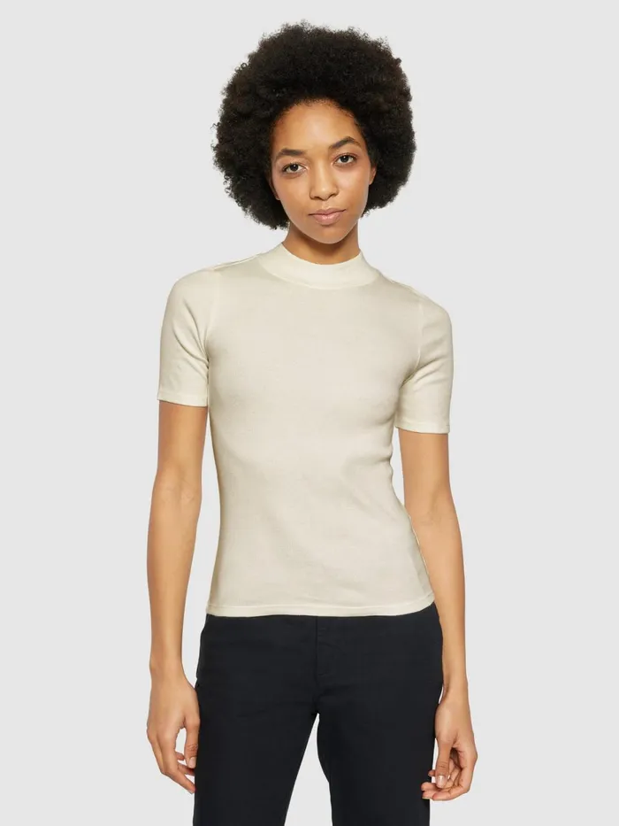 KnowledgeCotton Apparel TShirts And Tops Rib High Neck Short Sleeve Gray Chateau Melange 8211 Women KnowledgeCotton Apparel TShirts And Tops Rib High Neck Short Sleeve Gray Chateau Melange 8211 Women