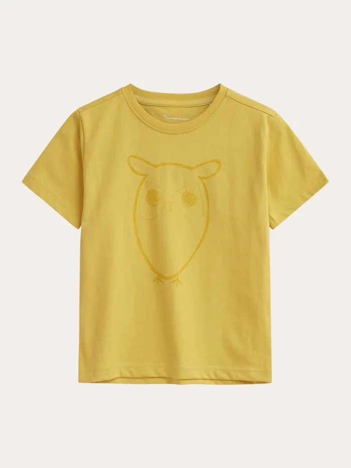 KnowledgeCotton Apparel TShirts Owl Tshirt Misted Yellow 8211 Kids