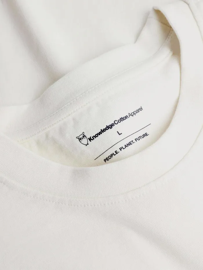 KnowledgeCotton Apparel TShirts Regular Dropshoulder Short Sleeve Heavy Single Jersey Printed Tshirt GOTSVegan Egret 8211 Men KnowledgeCotton Apparel TShirts Regular Dropshoulder Short Sleeve Heavy Single Jersey Printed Tshirt GOTSVegan Egret 8211 Men