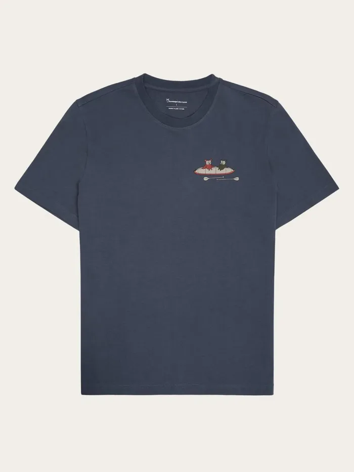 KnowledgeCotton Apparel TShirts Regular Dropshoulder Short Sleeve Heavy Single Jersey Printed Tshirt GOTSVegan Vintage Indigo 8211 Men KnowledgeCotton Apparel TShirts Regular Dropshoulder Short Sleeve Heavy Single Jersey Printed Tshirt GOTSVegan Vintage Indigo 8211 Men