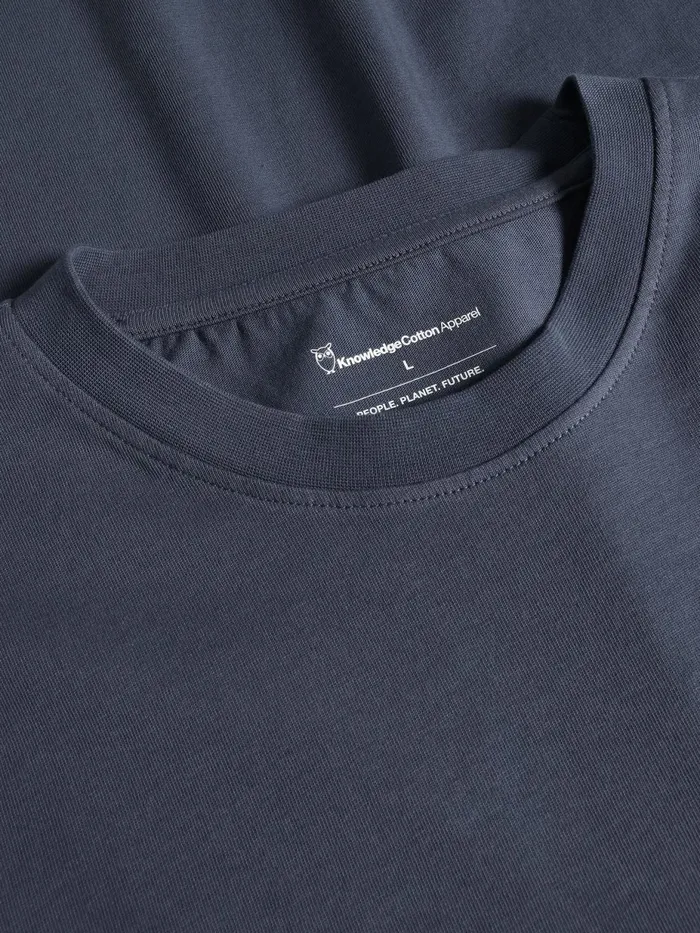 KnowledgeCotton Apparel TShirts Regular Dropshoulder Short Sleeve Heavy Single Jersey Printed Tshirt GOTSVegan Vintage Indigo 8211 Men KnowledgeCotton Apparel TShirts Regular Dropshoulder Short Sleeve Heavy Single Jersey Printed Tshirt GOTSVegan Vintage Indigo 8211 Men