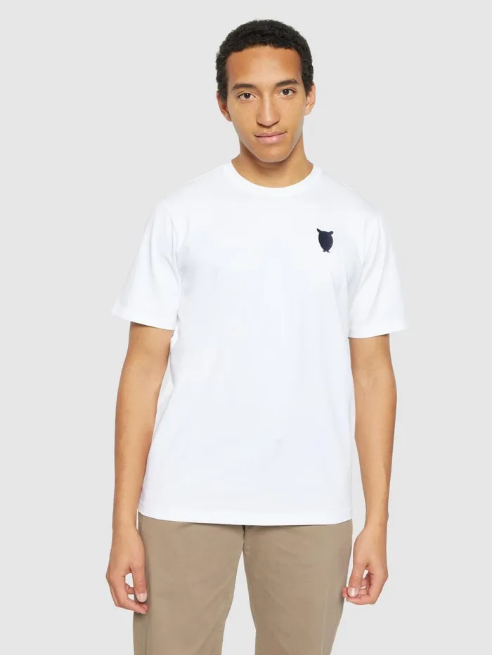 KnowledgeCotton Apparel TShirts Regular Fit Owl Chest Embroidery Tshirt Bright White 8211 Men KnowledgeCotton Apparel TShirts Regular Fit Owl Chest Embroidery Tshirt Bright White 8211 Men