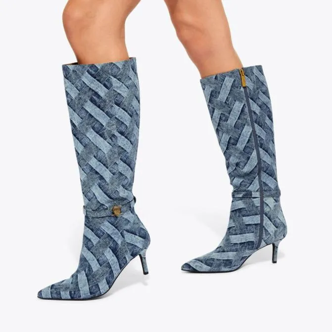 Kurt Geiger Boots Kensington Flexi Knee Boot Denim 8211 Women