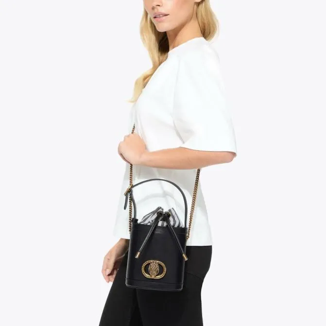 Kurt Geiger Crossbody Bags Small Chelsea Round Bucket Bag Black White 8211 Women